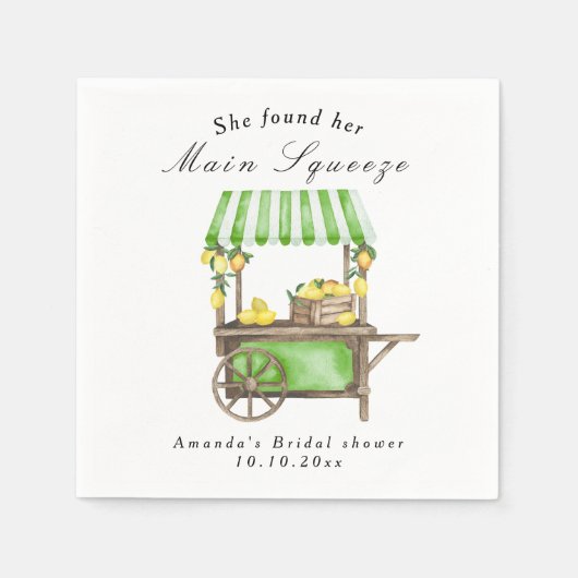 She Found Her Main Squeeze Lemon Bridal Shower Serviette (Vorderseite)