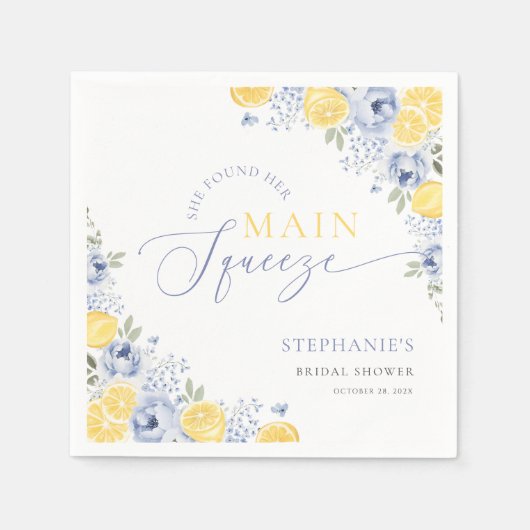 She Found Her Main Squeeze Lemon Bridal Shower Serviette (Vorderseite)