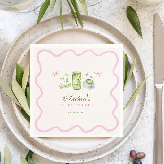 She Found Her Perfect Matcha Bow Bridal Shower Serviette