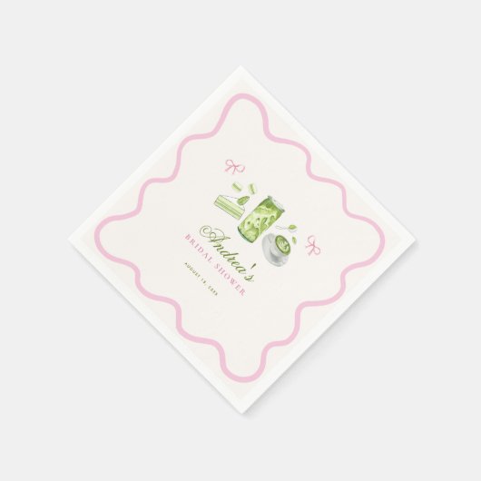 She Found Her Perfect Matcha Bow Bridal Shower Serviette (Ecke)