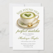 She Found Her Perfect Matcha Bridal Shower  Einladung (Vorderseite)