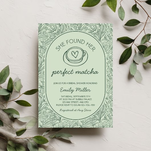 She Found Her Perfect Matcha Bridal Shower Einladung