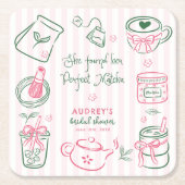 She Found Her Perfect Matcha Bridal Shower Party Rechteckiger Pappuntersetzer (Vorderseite)