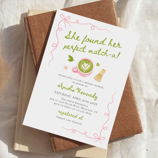 She Found Her Perfect Matcha Green Bridal Shower Einladung