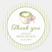 She Found Her Perfect Matcha Green Bridal Shower Runder Aufkleber (Vorderseite)