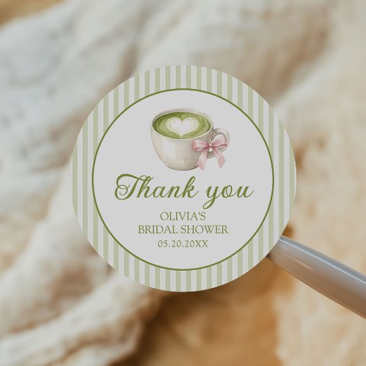 She Found Her Perfect Matcha Green Bridal Shower Runder Aufkleber