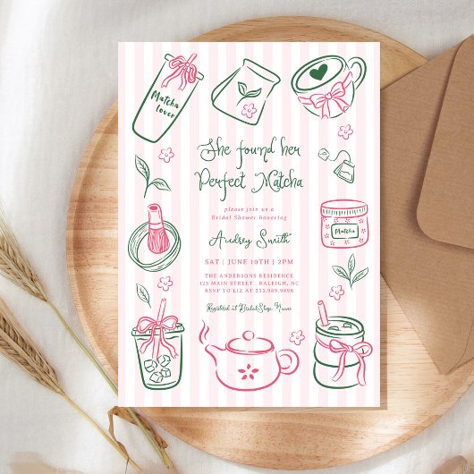 She Found Her Perfect Matcha Pink Bridal Shower Einladung