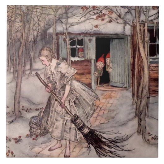 "She Found Ripe Strawberries" von Arthur Rackham Fliese (Vorderseite)