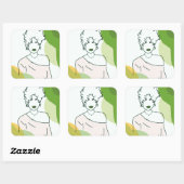 she - green quadratischer aufkleber (Blatt)