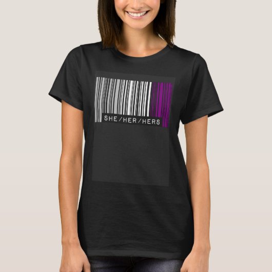 She Her Hers Pronouns Asexual Pride Flag Barcode A T-Shirt (Vorderseite)