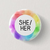 SHE / HER PRONOUOUTON BUTTON PIN HANDWRITTEN (Vorderseite)
