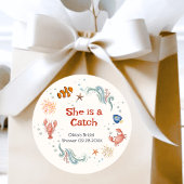 She Is a Catch Coastal Bridal Shower Favor Sticker