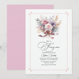 "She is a Extravagant One" Bow Floral 1. Geburtsta Einladung