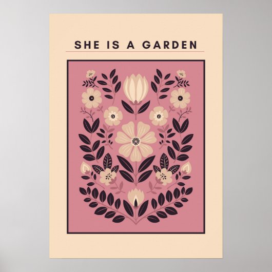 She Is a Garden – Botanical Wall Art (Blush) Poster (Vorne)