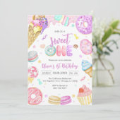 She is a Sweet One Birthday Party Invitation Einladung (Stehend Vorderseite)