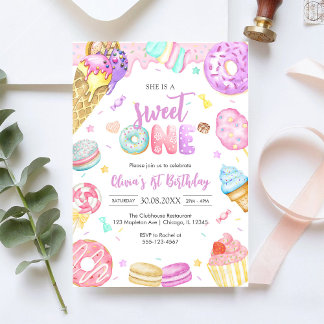 She is a Sweet One Birthday Party Invitation Einladung