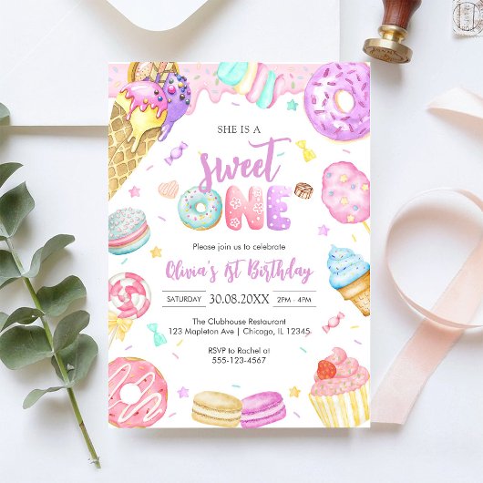 She is a Sweet One Birthday Party Invitation Einladung