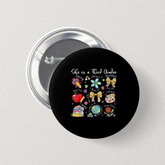 She Is A Third Grader Bible Verses Back To School  Button (Vorne & Hinten)