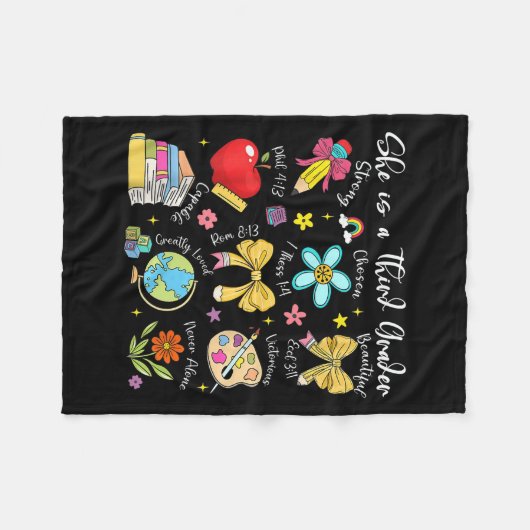 She Is A Third Grader Bible Verses Back To School Fleecedecke (Vorderseite (Horizontal))