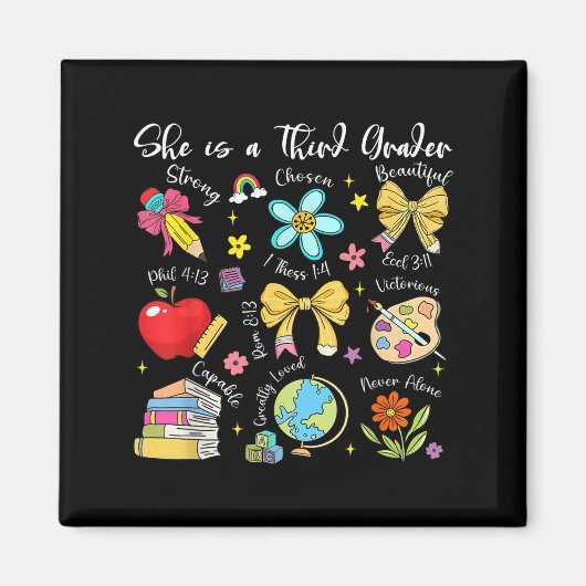 She Is A Third Grader Bible Verses Back To School  Magnet (Vorne)