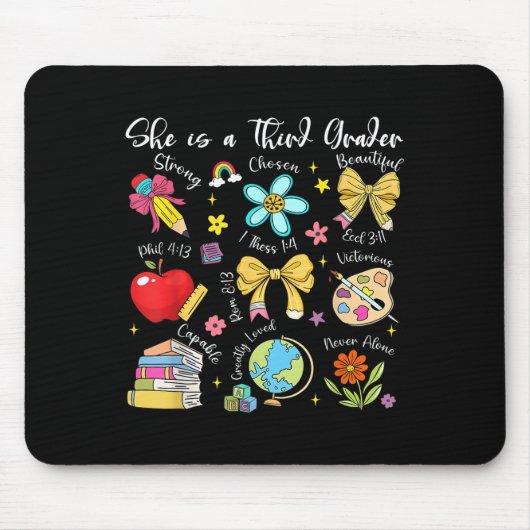 She Is A Third Grader Bible Verses Back To School  Mousepad (Vorne)