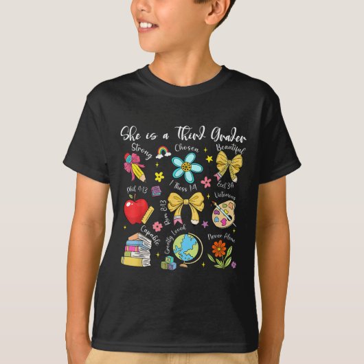 She Is A Third Grader Bible Verses Back To School  T-Shirt (Vorderseite)