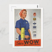 "She is a WOW" Woman Ordnance Worker WWII Postkarte (Vorne/Hinten)