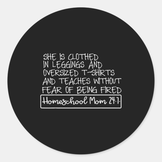 She Is Clothed In Leggings And Oversized Homeschoo Runder Aufkleber (Vorderseite)