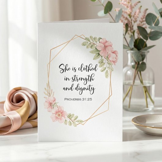 She Is Clothed in Strength & Dignity Thank you Karte