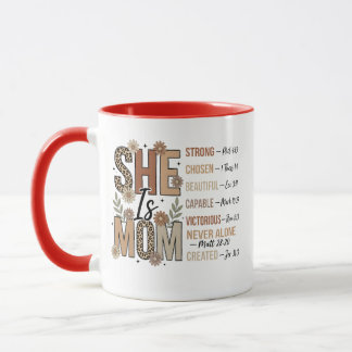 She Is Mom Mug | Floral Leopard Print Mom Gift Tasse