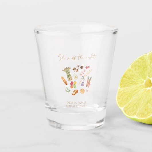 She is off the market floral bridal shower schnapsglas (Vorderseite)