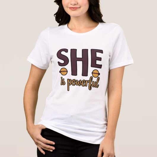 She Is Powerful Minimal Typography Womens day Tri-Blend Shirt (Vorderseite)