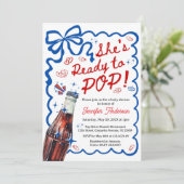 She is Ready to POP Blue Coquette Invitation Einladung (Stehend Vorderseite)