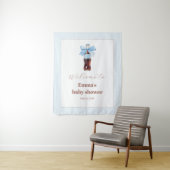 She Is Ready to Pop Blue Soda Pop Baby Shower Wandteppich (Beispiel)