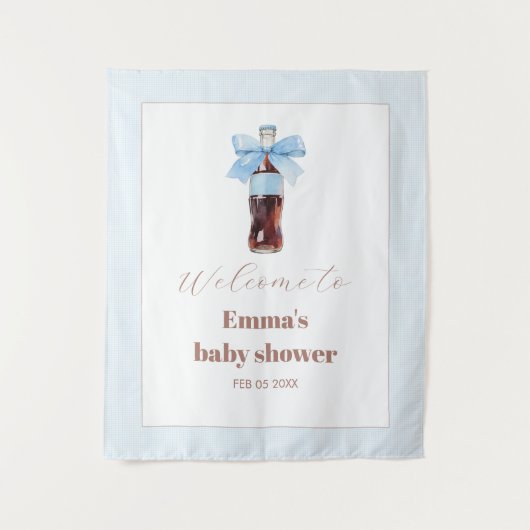 She Is Ready to Pop Blue Soda Pop Baby Shower Wandteppich (Vorderseite)