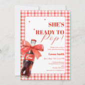 She Is Ready to Pop Red Soda Pop Baby Shower Dankeskarte (Vorderseite)