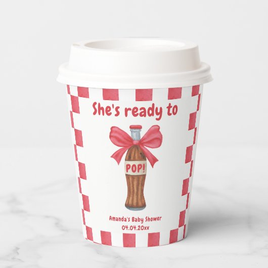 She is Ready to Pop Soda Bottle Baby Shower Pappbecher (Rückseite)