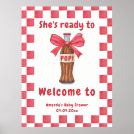 She is Ready to Pop Soda Bottle Baby Shower Poster