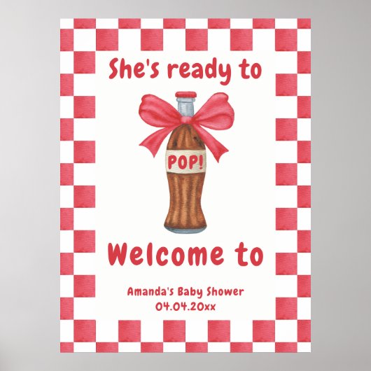 She is Ready to Pop Soda Bottle Baby Shower Poster (Vorne)