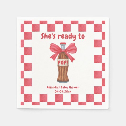 She is Ready to Pop Soda Bottle Baby Shower Serviette (Vorderseite)