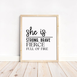 She is Strong, Brave - Minimalist Motivational Poster