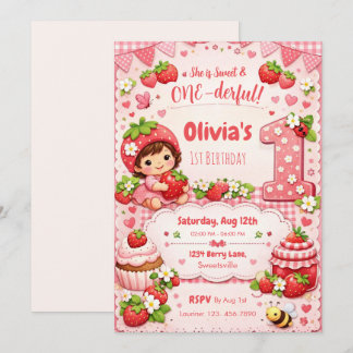 She is Sweet and Onederful 1st Birthday Invitation Einladung