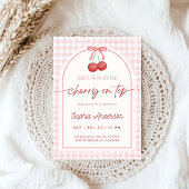 She is the Cherry on Top Gingham Baby Shower Einladung
