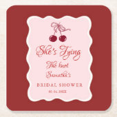 She is tying the knot Bridal Shower Rechteckiger Pappuntersetzer (Vorderseite)