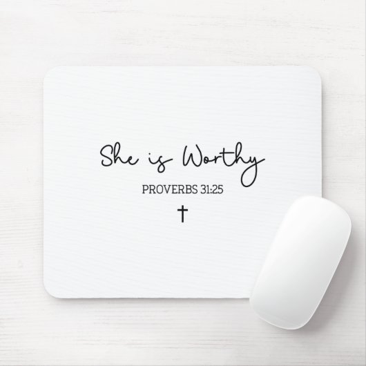 She Is Worthy Proverbs 31_25 Christian Boho Bible Mousepad (Mit Mouse)
