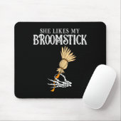 She Likes My Broomstick Couples Pumpkins Skeleton Mousepad (Mit Mouse)