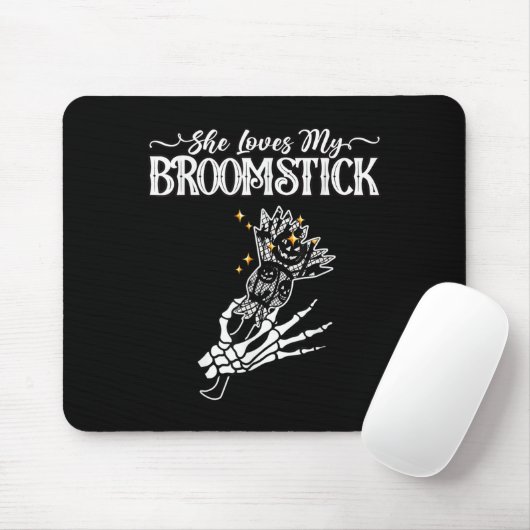 She Loves My Broomstick I Like Her Pumpkins Couple Mousepad (Mit Mouse)