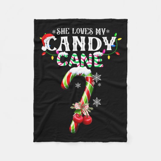 She Loves My Candy Cane I Like Her Peppermint Xmas Fleecedecke (Vorderseite)
