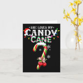 She Loves My Candy Cane I Like Her Peppermint Xmas Karte (Gelbe Blume)