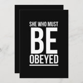 She must be obeyed funny gifts for her white dankeskarte (Vorne/Hinten)